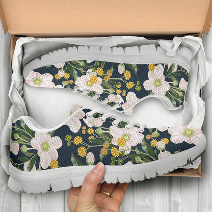 Anemone Pattern Print Design AM04 Sneakers White Bottom Shoes