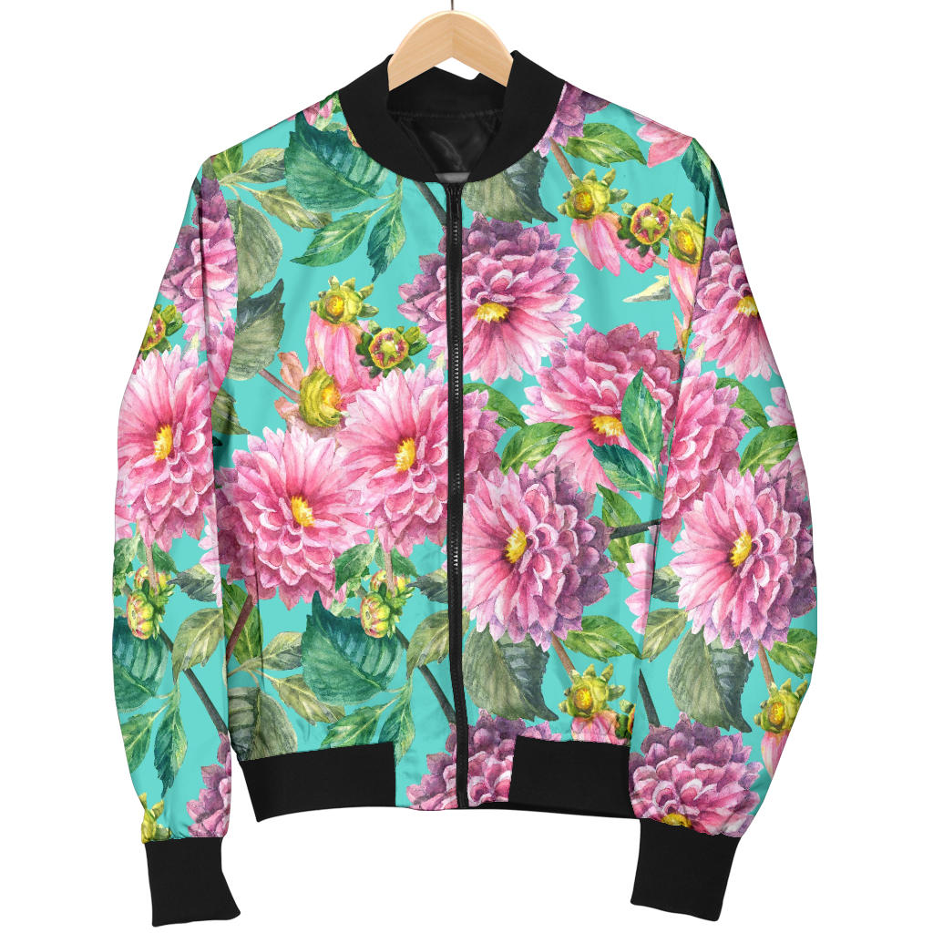 Dahlia Pattern Print Design DH07 Women Bomber Jacket