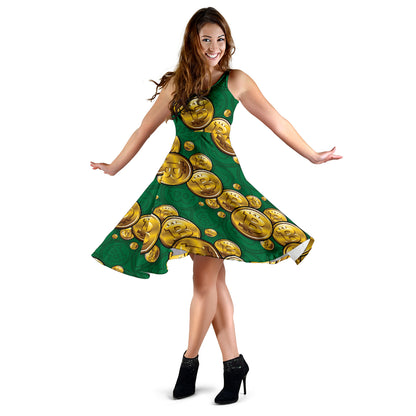 Bitcoin Pattern Print Design DO02 Midi Dress