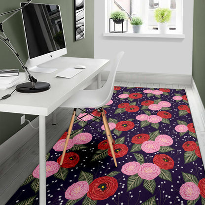 Camellia Pattern Print Design CM02 Area Rugs