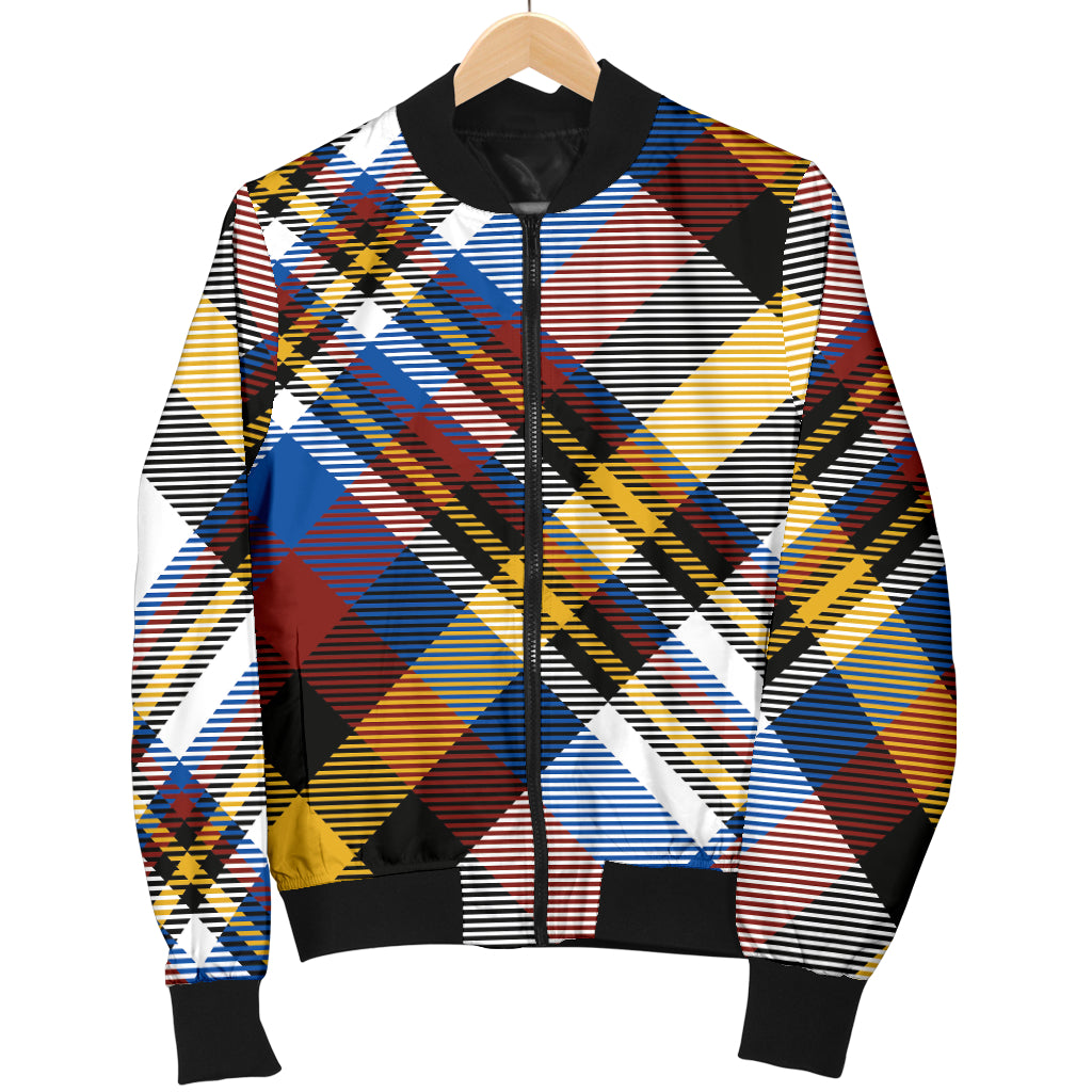 Madras Pattern Print Design 01 Women's Bomber Jacket