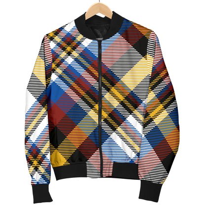 Madras Pattern Print Design 01 Women's Bomber Jacket