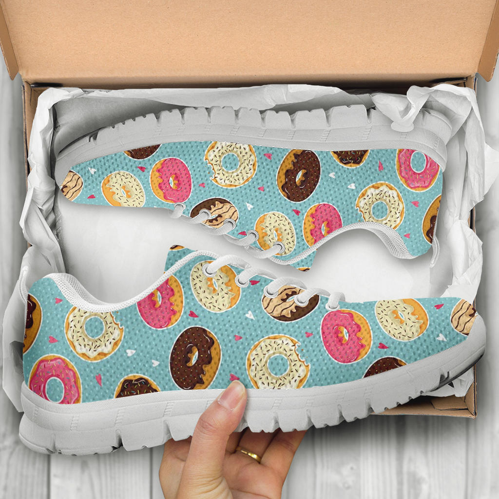 Donut Pattern Print Design DN04 Sneakers White Bottom Shoes