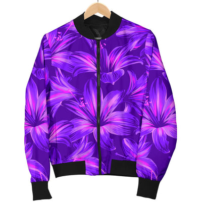 Amaryllis Pattern Print Design AL03 Women Bomber Jacket