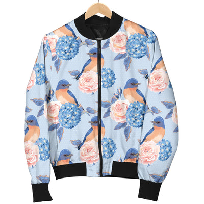 Bluebird Pattern Print Design 01 Women's Bomber Jacket