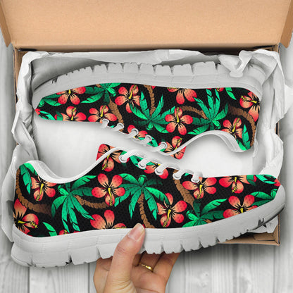 Hawaiian Themed Pattern Print Design H022 Sneakers White Bottom Shoes