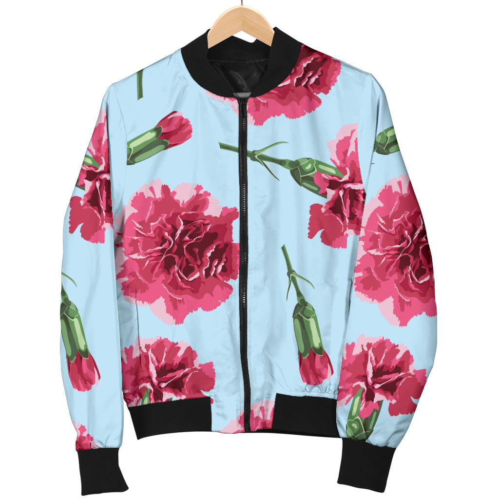 Carnations Pattern Print Design CN01 Women Bomber Jacket