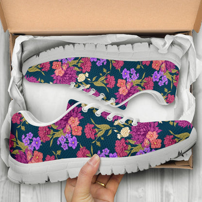 Dahlia Pattern Print Design DH01 Sneakers White Bottom Shoes