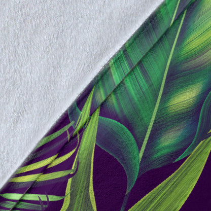 Palm Leaves Pattern Print Design PL03 Fleece Blanket