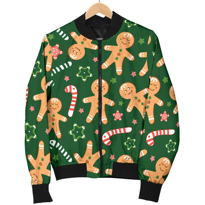 Gingerbread Pattern Print Design 04 Women's Bomber Jacket