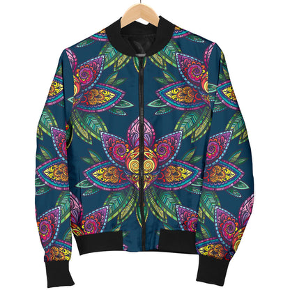lotus Boho Pattern Print Design LO04 Men Bomber Jacket
