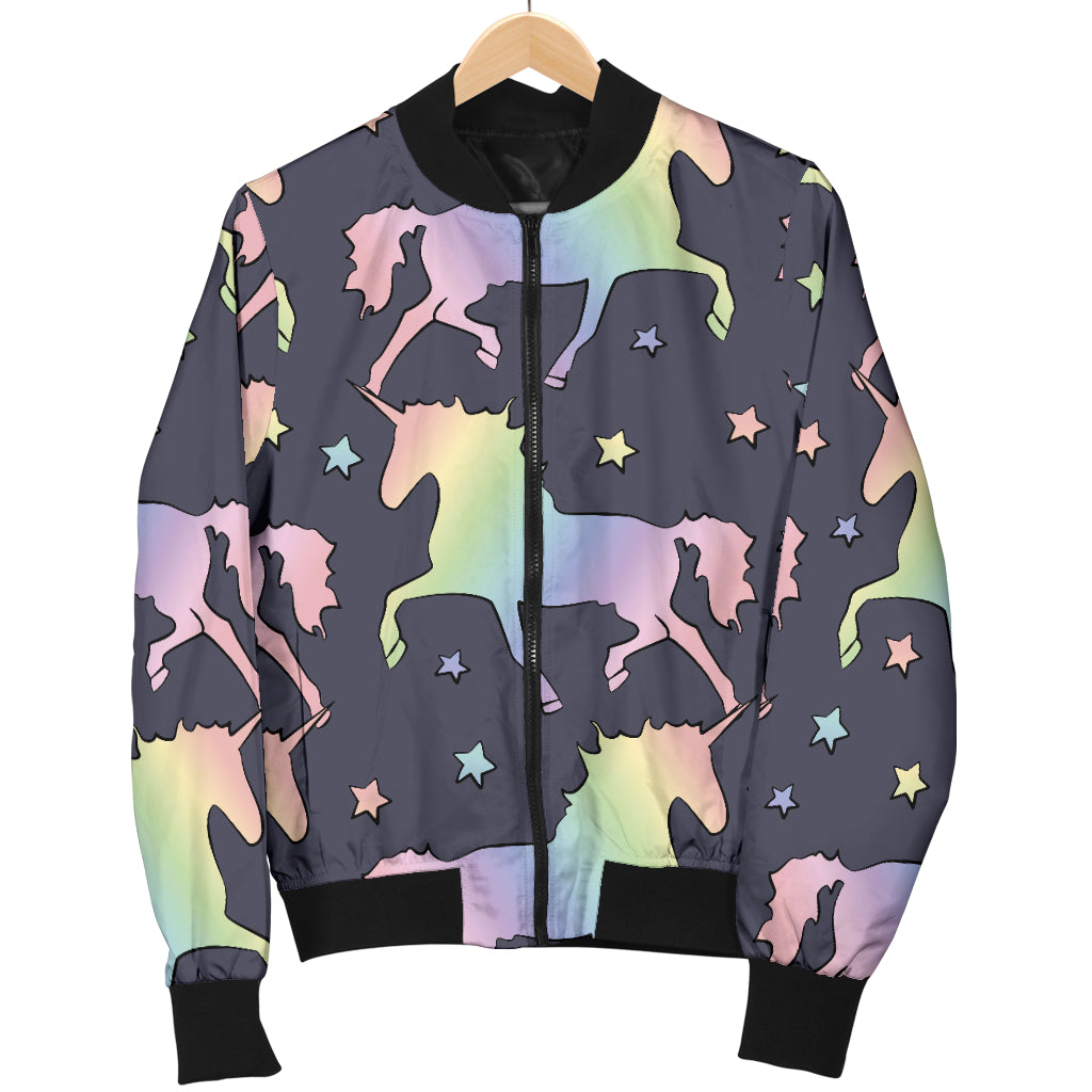Rainbow Pattern Print Design A05 Women's Bomber Jacket
