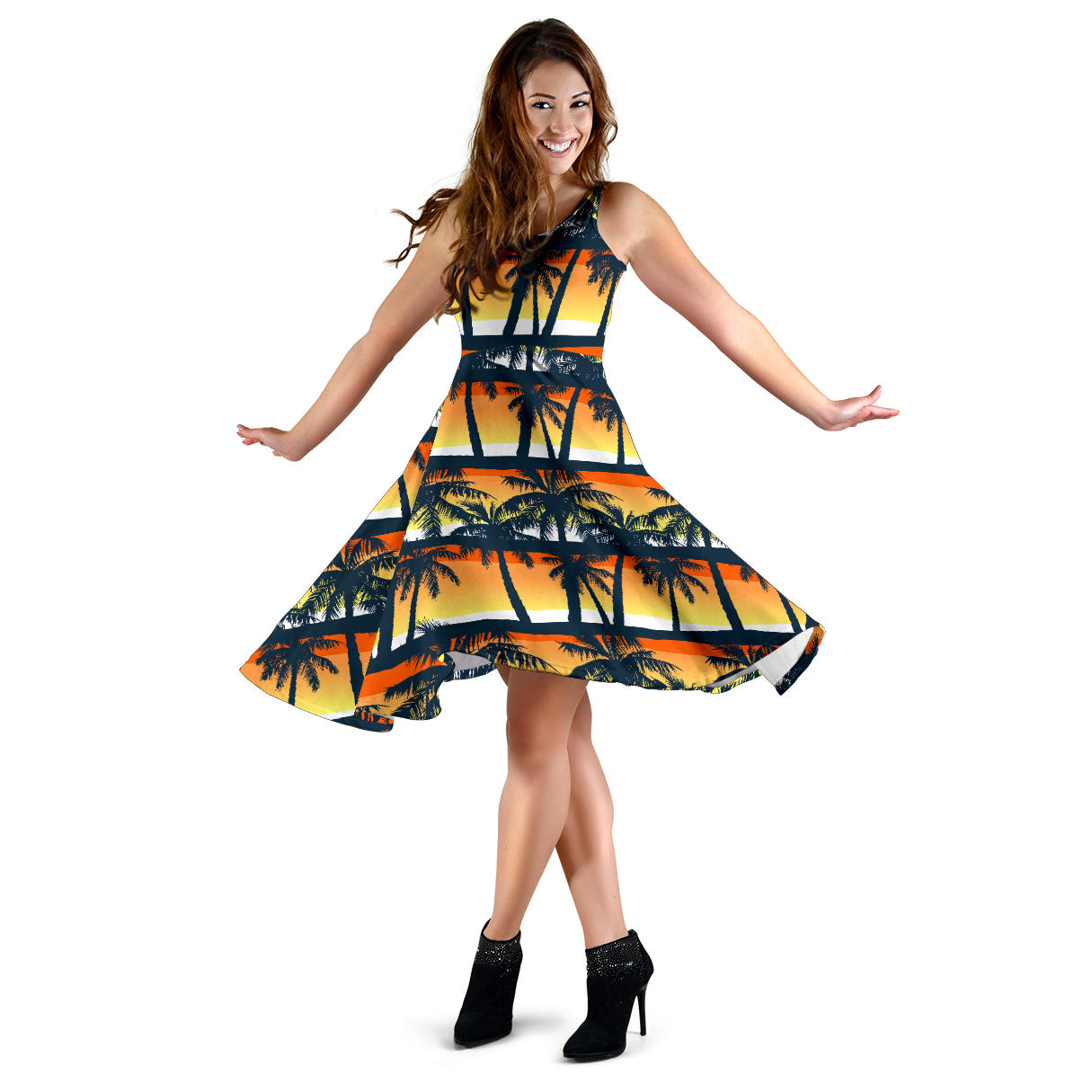 Palm Tree Pattern Print Design PT011 Midi Dress