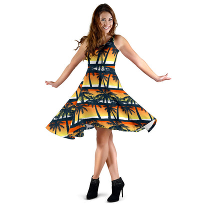 Palm Tree Pattern Print Design PT011 Midi Dress
