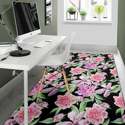 Peony Pattern Print Design PE08 Area Rugs