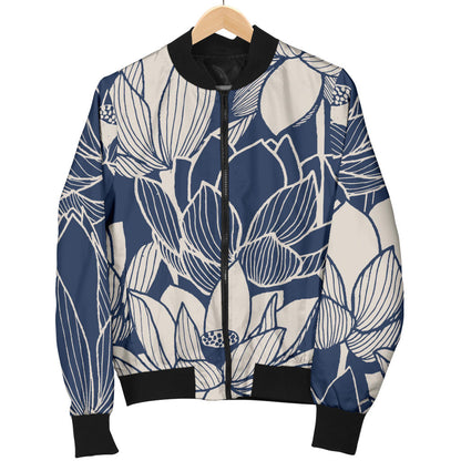 Water Lily Pattern Print Design WL04 Men Bomber Jacket