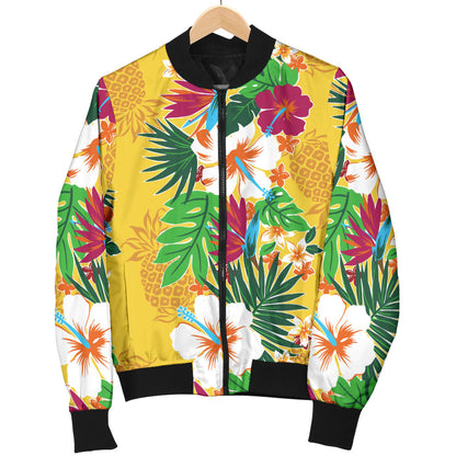 Hawaiian Themed Pattern Print Design H09 Women Bomber Jacket