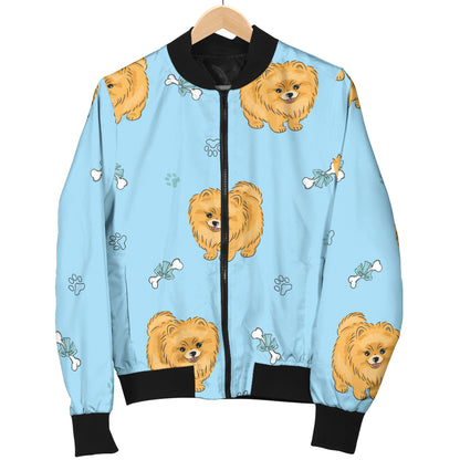 Pomeranians Pattern Print Design A03 Women's Bomber Jacket