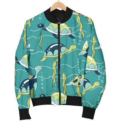 Sea Turtle Pattern Print Design T08 Women Bomber Jacket