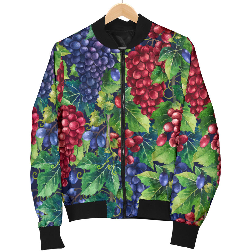 Grape Pattern Print Design GP02 Women Bomber Jacket