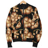 Brown Hibiscus Pattern Print Design HB06 Women Bomber Jacket