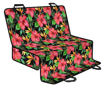 Red Hibiscus Pattern Print Design HB07 Rear Dog  Seat Cover