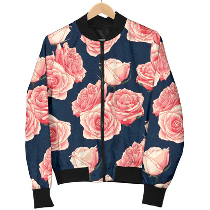 Rose Pattern Print Design A03 Women's Bomber Jacket