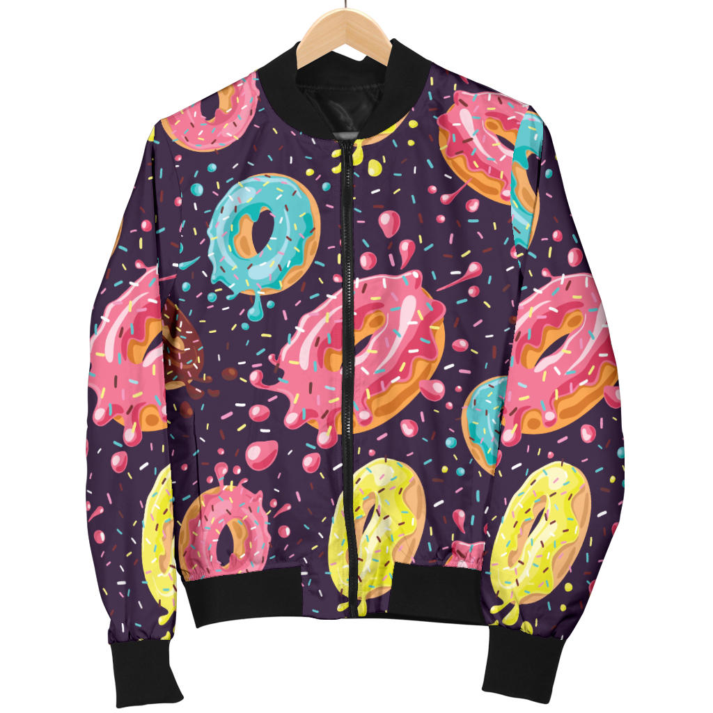 Donut Pattern Print Design DN03 Women Bomber Jacket