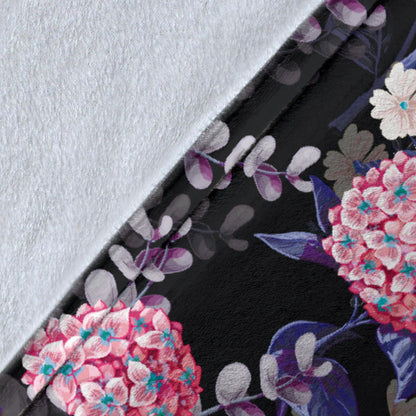 Hydrangea Pattern Print Design HD04 Fleece Blanket