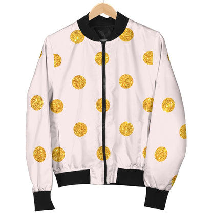 Polka Dot Gold Pink Pattern Print Design 01 Women's Bomber Jacket