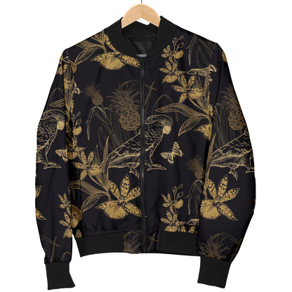 Parakeet Pattern Print Design A05 Women's Bomber Jacket