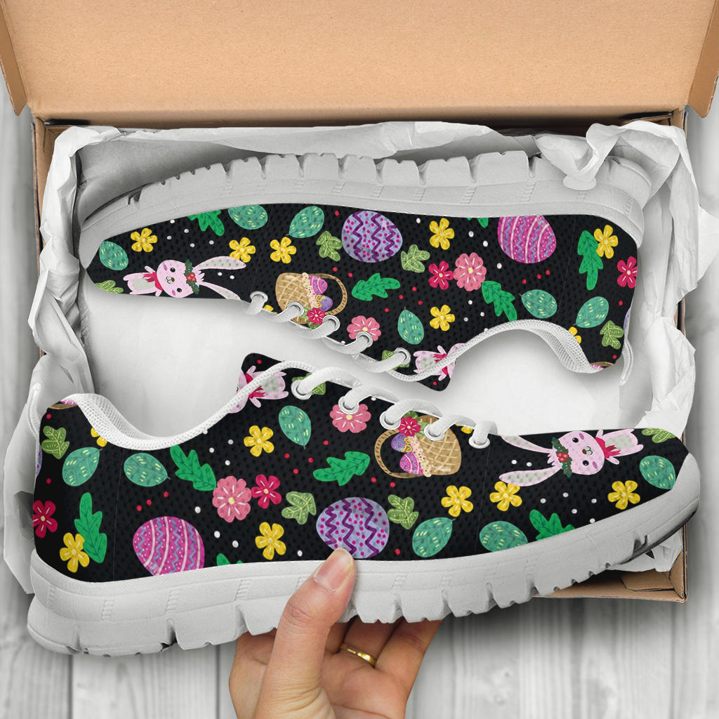 Easter Eggs Pattern Print Design RB05 Sneakers White Bottom Shoes