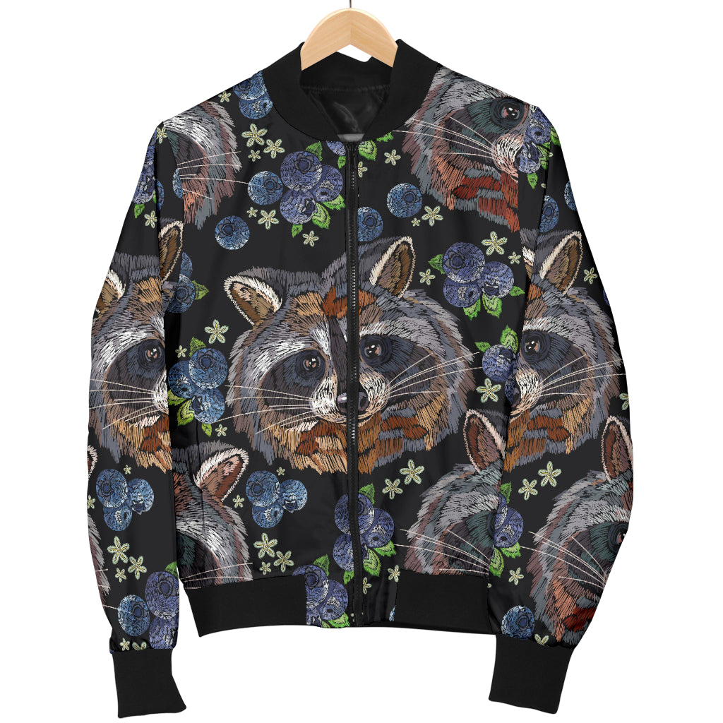 Raccoon Pattern Print Design A03 Women's Bomber Jacket