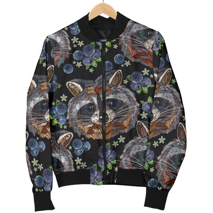 Raccoon Pattern Print Design A03 Women's Bomber Jacket