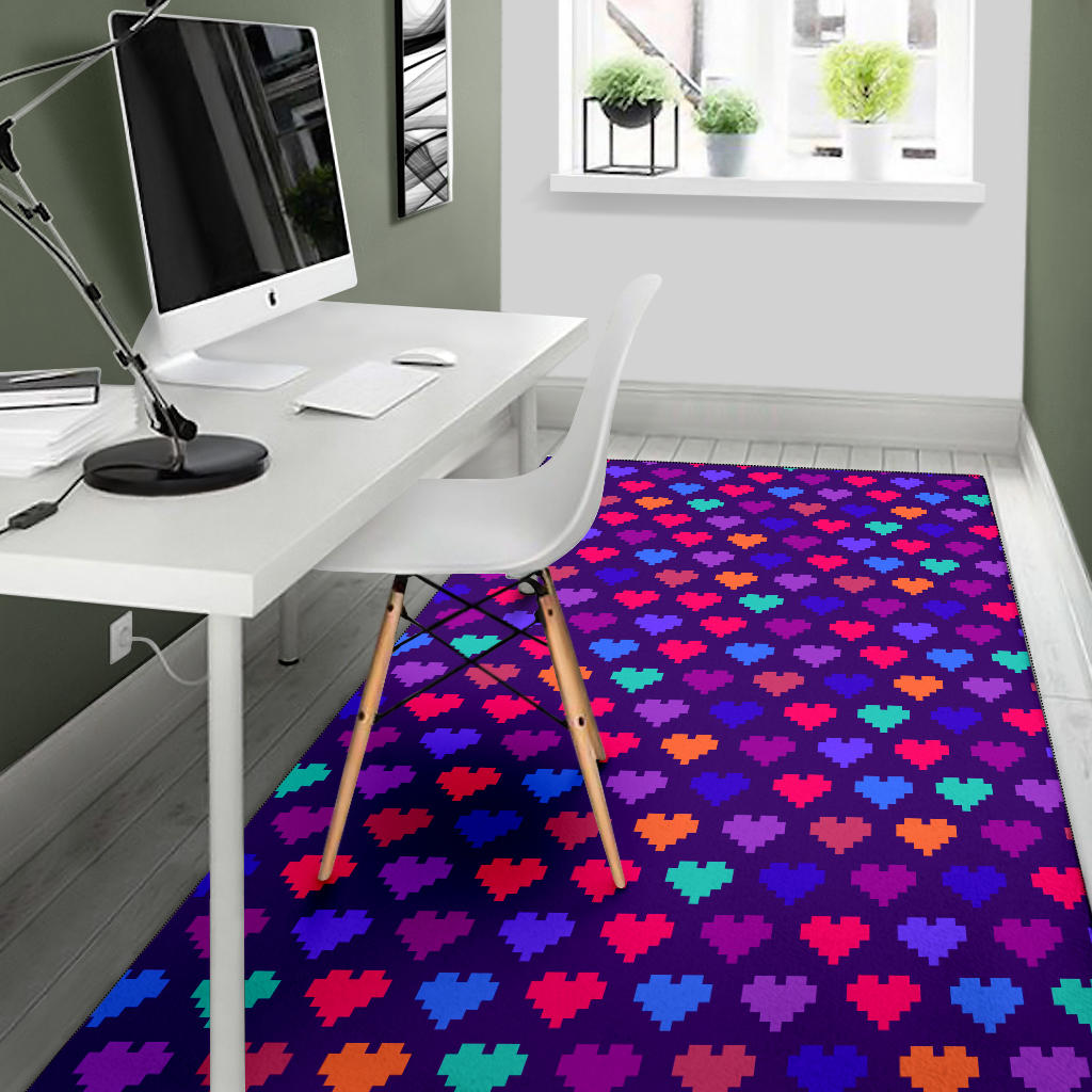 Heart Pixel Pattern Print Design HE03 Area Rugs