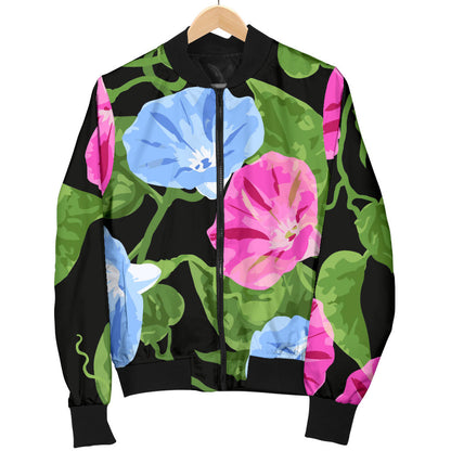 Morning Glory Pattern Print Design MG04 Women Bomber Jacket