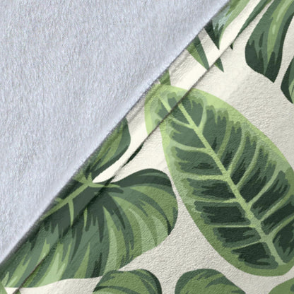 Palm Leaves Pattern Print Design PL014 Fleece Blanket