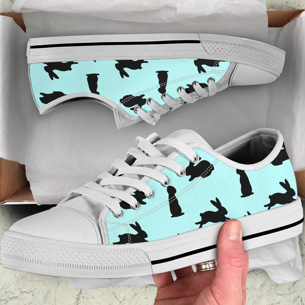 Rabbit Pattern Print Design RB010 White Bottom Low Top Shoes