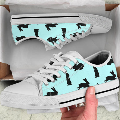 Rabbit Pattern Print Design RB010 White Bottom Low Top Shoes