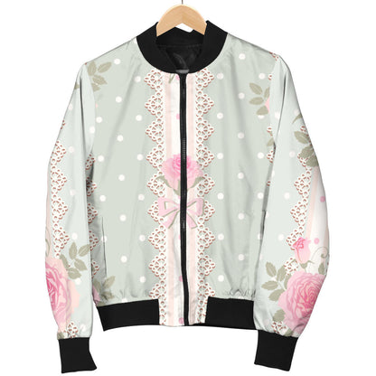 Rose Pattern Print Design RO016 Men Bomber Jacket
