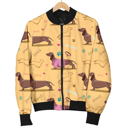 Dachshund Pattern Print Design 07 Women's Bomber Jacket