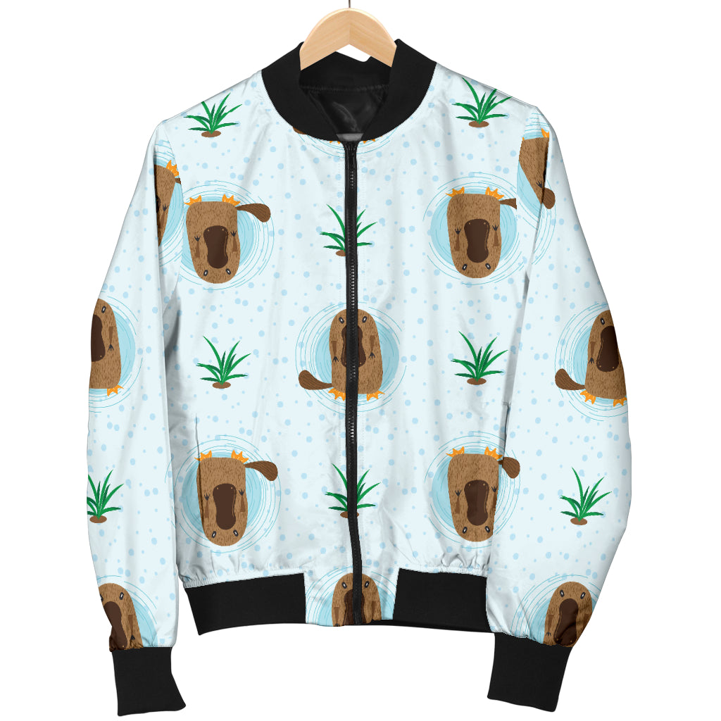 Platypus Pattern Print Design A04 Women's Bomber Jacket