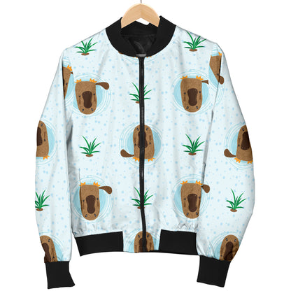 Platypus Pattern Print Design A04 Women's Bomber Jacket