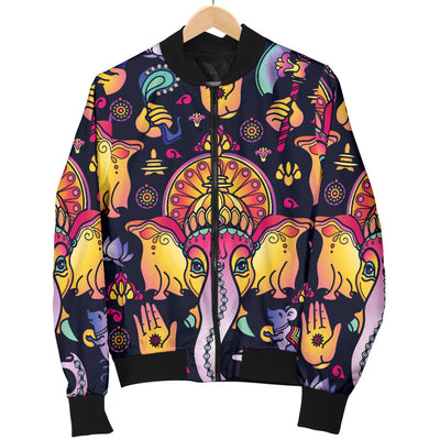 Ganesha Indian Pattern Print Design 03 Women's Bomber Jacket