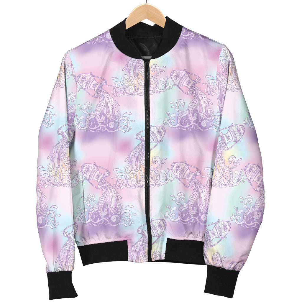 Aquarius Zodiac Pattern Print Design 01 Women's Bomber Jacket