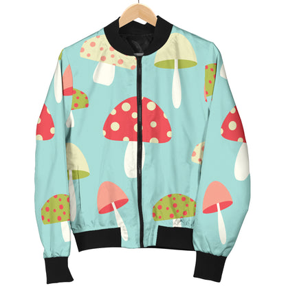Mushroom Pattern Print Design A01 Women's Bomber Jacket