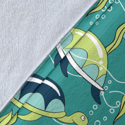 Sea Turtle Pattern Print Design T08 Fleece Blanket