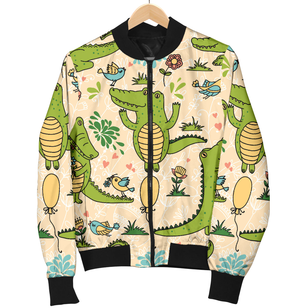 Alligator Pattern Print Design 01 Women's Bomber Jacket