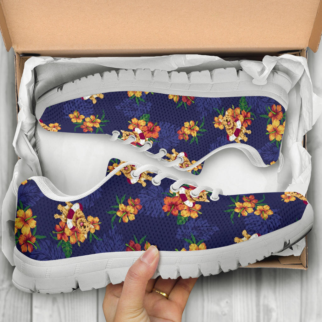 Hawaiian Themed Pattern Print Design H02 Sneakers White Bottom Shoes