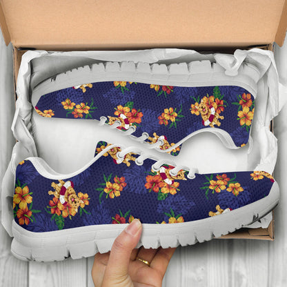 Hawaiian Themed Pattern Print Design H02 Sneakers White Bottom Shoes